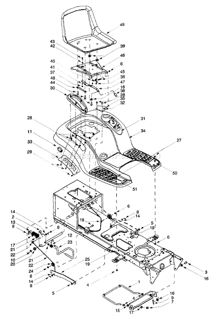 Page J Diagram and Parts List for 13AU604H401 1999 Yard Man Lawn Tractor